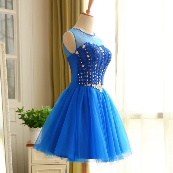 royal blue formal dresses short Royal Blue Lace Short Cocktail Semi Formal Prom Dress EN5707 Size 10 / Royal Blue
