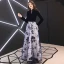 Elegant Navy Blue Evening Dresses  2019 A-Line / Princess High Neck Suede Rhinestone Long Sleeve Floor-Length / Long Formal Dresses