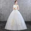 Affordable Ivory Wedding Dresses 2019 Ball Gown Strapless Lace Flower Sleeveless Backless Floor-Length / Long