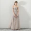 Élégant Champagne Robe De Soirée 2018 Princesse Perlage Cristal De l'épaule Dos Nu Sans Manches Longue Robe De Ceremonie