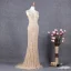 Charmant Champagne Robe De Soirée 2019 Trompette / Sirène Encolure Dégagée Fait main Perlage Cristal Paillettes Sans Manches Train De Balayage Robe De Ceremonie