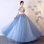 Elegant Dark Green Prom Dresses 2019 Ball Gown Off-The-Shoulder Appliques Lace Short Sleeve Backless Floor-Length / Long Formal Dresses
