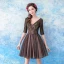 Chic / Beautiful Black Party Dresses 2019 A-Line / Princess V-Neck Beading Crystal Embroidered 1/2 Sleeves Backless Short Formal Dresses