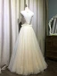 Chic / Beautiful Champagne Evening Dresses  2019 A-Line / Princess Scoop Neck Beading Crystal Rhinestone Sleeveless Pleated Floor-Length / Long Formal Dresses