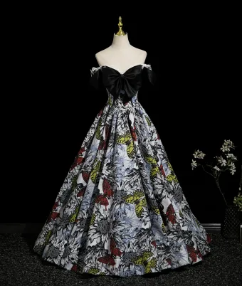 Lujoso Negro Vestidos De Gala 2025 A Line Princess Fuera Del Hombro Bowknot Manga Corta Sin Espalda Largos Vestidos Formales