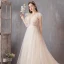 Élégant Champagne Robe De Mariée 2019 Princesse Encolure Carrée Tachetée Sans Manches Dos Nu Tribunal Train