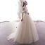 Chic Champagne Robe De Mariée 2019 Princesse De l'épaule Paillettes En Dentelle Fleur Sans Manches Dos Nu Train De Balayage