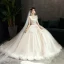 Audrey Hepburn Style Champagne Wedding Dresses 2019 A-Line / Princess Ruffle Scoop Neck Beading Lace Flower Sleeveless Backless Floor-Length / Long