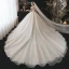 Classy Champagne Wedding Dresses 2021 Ball Gown High Neck Beading Pearl Sequins Lace Flower Appliques Short Sleeve Backless Royal Train Wedding