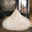 Fabulous Champagne Wedding Dresses 2019 Ball Gown Spaghetti Straps Ruffle Lace Flower Sequins Sleeveless Backless Royal Train