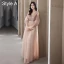 Simple Rougissant Rose Daim Robe Demoiselle D'honneur 2021 Princesse V-Cou Manches Courtes Dos Nu Longue Robe Pour Mariage