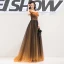 Charmant Dégradé De Couleur Robe De Bal 2019 Princesse De l'épaule Perlage Cristal Manches Courtes Dos Nu Train De Balayage Robe De Ceremonie