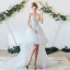 Chic Haute Basse Été Ivoire Plage Robe De Mariée 2019 Princesse Bretelles Spaghetti Perlage Paillettes Appliques En Dentelle Fleur Sans Manches Dos Nu Train De Balayage