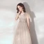 Élégant Champagne Robe De Soirée 2019 Princesse V-Cou Faux Diamant Cristal Manches Courtes Dos Nu Longue Robe De Ceremonie