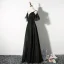 Chic / Beautiful Black Evening Dresses  2019 A-Line / Princess Spaghetti Straps Short Sleeve Backless Floor-Length / Long Formal Dresses