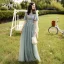 Modest / Simple Mint Green Lace Flower Bridesmaid Dresses 2021 A-Line / Princess Scoop Neck 1/2 Sleeves Backless Floor-Length / Long Wedding Party Dresses