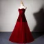 Chic / Beautiful Burgundy Evening Dresses  2019 A-Line / Princess Suede Spaghetti Straps Sleeveless Floor-Length / Long Evening Party Formal Dresses