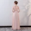 Elegant Pearl Pink Evening Dresses  2018 Empire Lace Appliques Crystal Sash Scoop Neck Backless Sleeveless Floor-Length / Long Formal Dresses