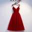 Chic / Belle Bordeaux Voyage de noces Robe De Graduation 2019 Princesse Bretelles Spaghetti Daim Sans Manches Dos Nu Courte Robe De Ceremonie