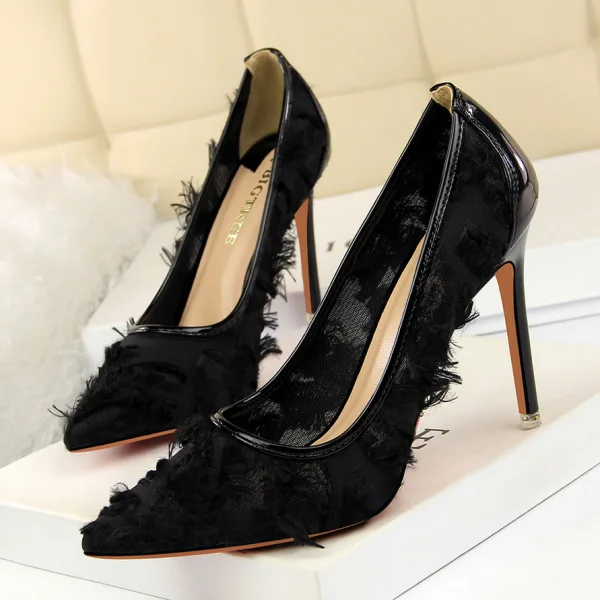 Mooie / Prachtige Grijs Avond Pumps 2019 Kwast 10 cm Naaldhakken / Stiletto Spitse Neus Pumps