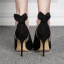 Elegant Black Casual Womens Shoes 2019 Leather Suede Bow 10 cm Stiletto Heels Pointed Toe High Heels