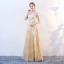 Scintillantes Doré Robe De Soirée 2018 Princesse Glitter Paillettes Métal Ceinture De l'épaule Dos Nu Manches Courtes Longue Robe De Ceremonie