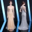 Luxury / Gorgeous Gold Evening Dresses  2019 Trumpet / Mermaid Scoop Neck Beading Sequins Pearl Crystal Rhinestone Sleeveless Sweep Train Formal Dresses