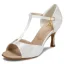Chic / Beautiful White Prom Latin Dance Shoes 2021 T-Strap 7 cm Stiletto Heels Pointed Toe Womens Sandals High Heels