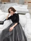Modern / Fashion Black Evening Dresses  2019 A-Line / Princess Sequins High Neck 1/2 Sleeves Backless Floor-Length / Long Formal Dresses