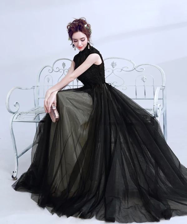 vintage black formal dresses Le Palais Vintage Elegant Retro Long Sleeves Midi Black Cocktail Dress-Aurora XS / Dress main image 1