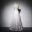 Élégant Blanche Perle Rose Robe De Soirée 2018 Princesse En Dentelle Appliques Encolure Dégagée Dos Nu Sans Manches Longue Robe De Ceremonie
