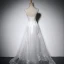 Elegant White Wedding Dresses 2018 A-Line / Princess Lace Appliques See-through Scoop Neck Backless Sleeveless Floor-Length / Long Wedding