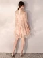 Modern / Fashion Pearl Pink Homecoming Graduation Dresses 2019 A-Line / Princess High Neck Appliques Sequins 1/2 Sleeves Knee-Length Formal Dresses