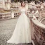Chic / Beautiful Champagne Wedding Dresses 2019 A-Line / Princess Off-The-Shoulder Star Beading Lace Flower Short Sleeve Backless Floor-Length / Long