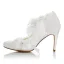 Eleganta Elfenben Satin Brudskor 2021 Rosett Pärla Spets Blomma 8 cm Stilettklackar Spetsiga Bröllop Pumps Högklackade