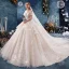 Fabulous Ivory Wedding Dresses 2019 A-Line / Princess V-Neck Pearl Appliques Lace Flower Short Sleeve Backless Royal Train
