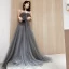 Modern / Fashion Grey Evening Dresses  2019 A-Line / Princess Spaghetti Straps Beading Sequins Sleeveless Backless Sweep Train Formal Dresses