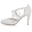 Elegant Ivory Satin Lace Wedding Shoes 2021 Bow 8 cm Stiletto Heels Pointed Toe Wedding High Heels