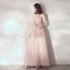 Élégant Rougissant Rose Robe De Soirée 2019 Princesse Volants Bustier En Dentelle Fleur Sans Manches Dos Nu Longueur Cheville Robe De Ceremonie
