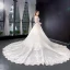 Luxury / Gorgeous Ivory Wedding Dresses 2019 Trumpet / Mermaid Scoop Neck Beading Sequins Lace Flower Long Sleeve Backless Detachable Chapel Train