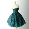 Chic / Beautiful Dark Green Cocktail Dresses 2018 Ball Gown Embroidered Sequins Bow Sweetheart Sleeveless Backless Short Formal Dresses