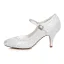 Modest / Simple Ivory Satin Wedding Shoes 2021 Lace Flower Wedding 7 cm Stiletto Heels Pointed Toe Pumps High Heels
