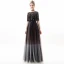 Chic / Belle Noire Argenté Robe De Soirée 2019 Princesse Encolure Dégagée Paillettes Gland 1/2 Manches Longue Robe De Ceremonie