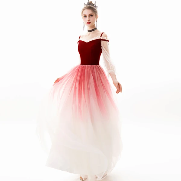 Modern / Fashion Burgundy Evening Dresses 2019 A-Line / Princess Square Neckline Suede 3/4 Sleeve Backless Floor-Length / Long Formal Dresses