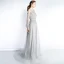 Luxury / Gorgeous Grey Evening Dresses  2019 A-Line / Princess Scoop Neck Handmade  Beading Long Sleeve Tassel Sweep Train Formal Dresses