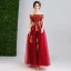 Fée Des Fleurs Rouge Robe De Bal 2019 Princesse De l'épaule Faux Diamant En Dentelle Appliques Manches Courtes Dos Nu Longue Robe De Ceremonie
