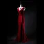 Classic Burgundy Evening Dresses  2019 Trumpet / Mermaid Suede Square Neckline Beading Sleeveless Backless Sweep Train Formal Dresses