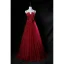 Chic / Belle Bordeaux Robe De Soirée 2019 Princesse Bretelles Spaghetti En Dentelle Fleur Paillettes Faux Diamant Sans Manches Dos Nu Longue Robe De Ceremonie