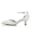 Enkla Elfenben Satin Brudskor 2021 Rhinestone Ankelband 5 cm Stilettklackar Spetsiga Bröllop Sandaler Högklackade