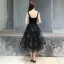 Modern / Fashion Black Homecoming Graduation Dresses 2019 A-Line / Princess Spaghetti Straps Lace Star Sleeveless Backless Tea-length Formal Dresses